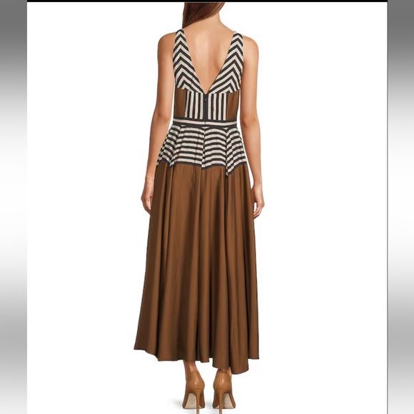 NWT Antonio Melani Ashley Stripe Luxe Voile V-Neckline Sleeveless A-Line Maxi Dr - Picture 2 of 3